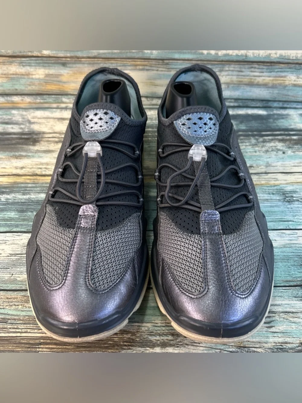 Ecco Lynx Sneaker Womens 9-9.5 Pewter Gray Leather Tennis Athletic Casual Shoe